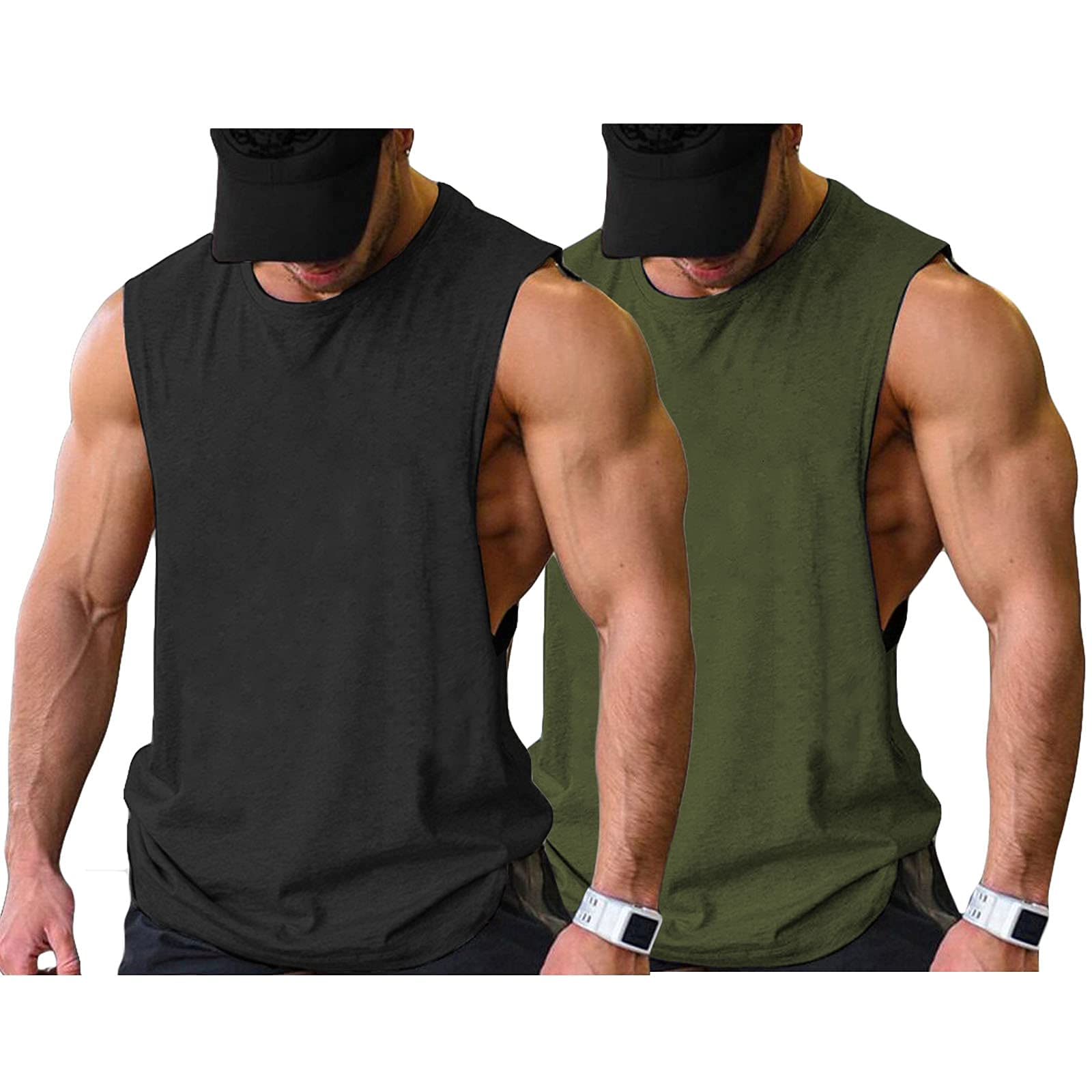 COOFANDY Men Workout Tank Top 2 Pack Gym Bodybuilding Sleeveless T Shirts