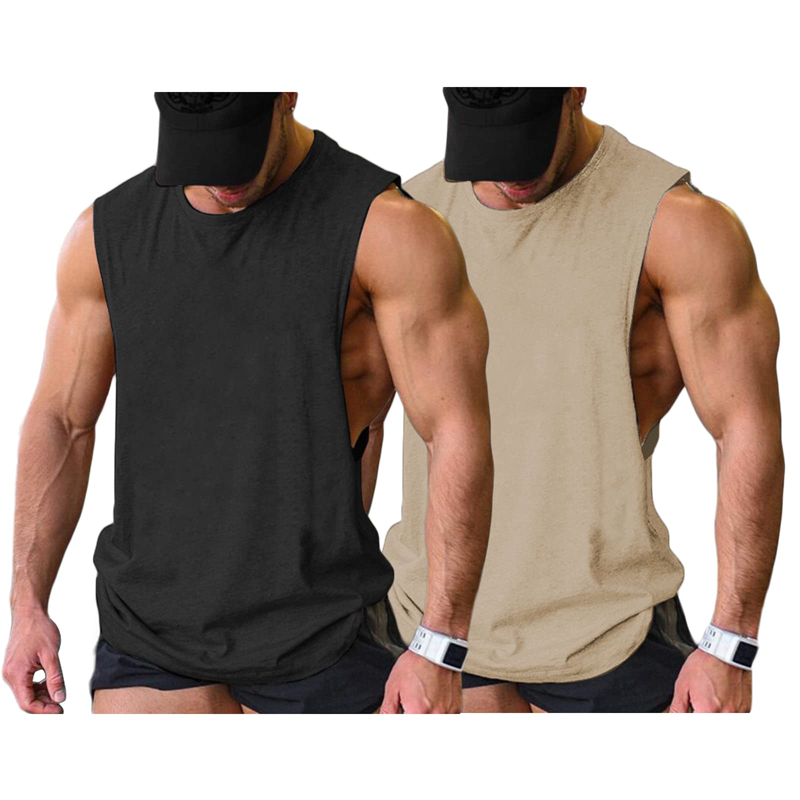 COOFANDY Men Workout Tank Top 2 Pack Gym Bodybuilding Sleeveless T Shirts