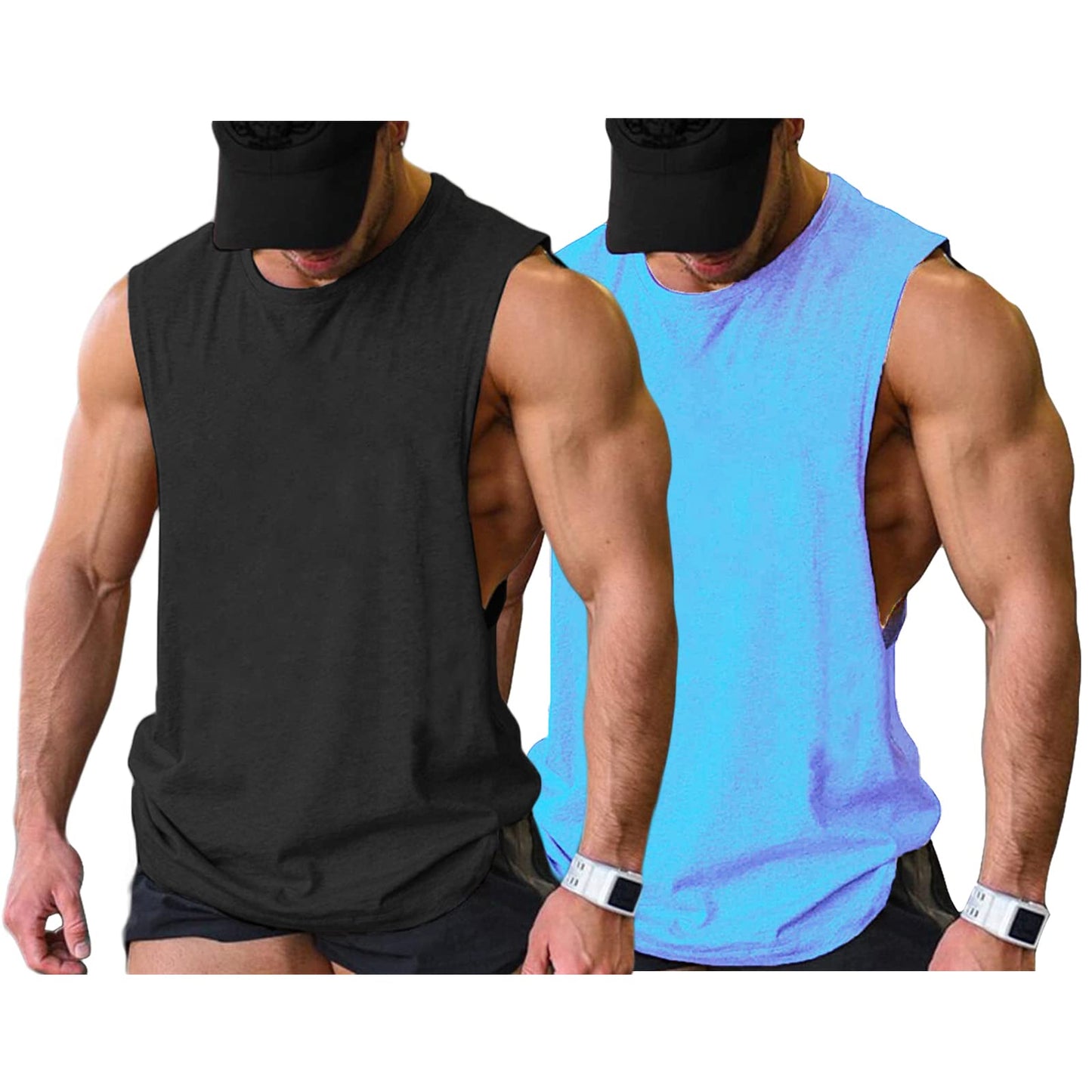 COOFANDY Men Workout Tank Top 2 Pack Gym Bodybuilding Sleeveless T Shirts