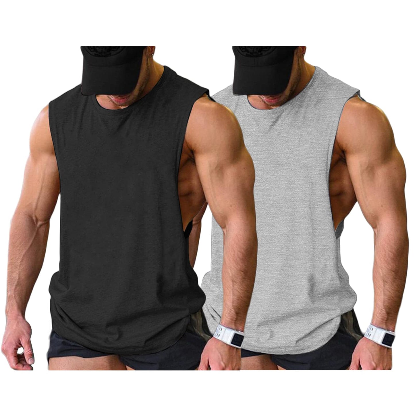 COOFANDY Men Workout Tank Top 2 Pack Gym Bodybuilding Sleeveless T Shirts