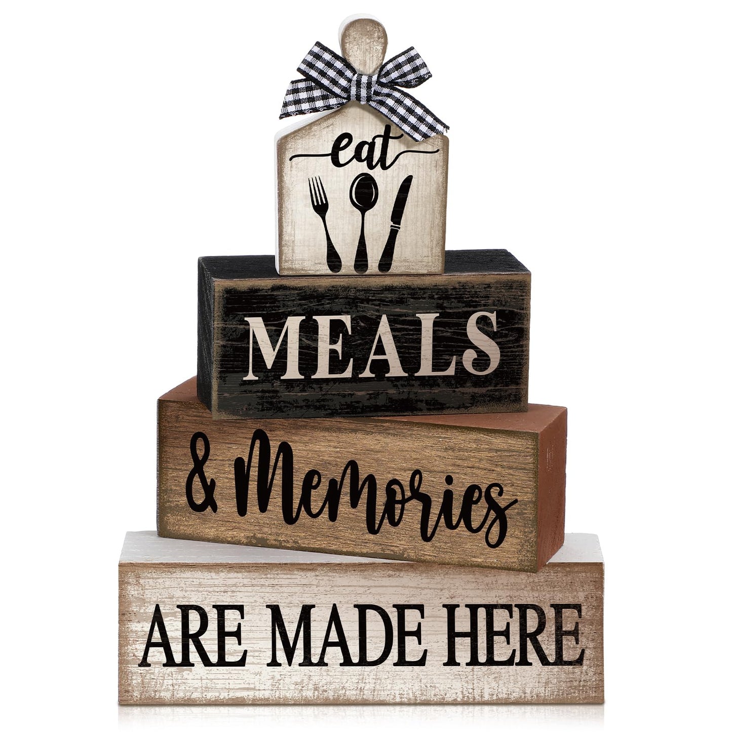 Moucuny 4 Pcs Farmhouse Kitchen Decor Wooden Plate Farmhouse Table Decor