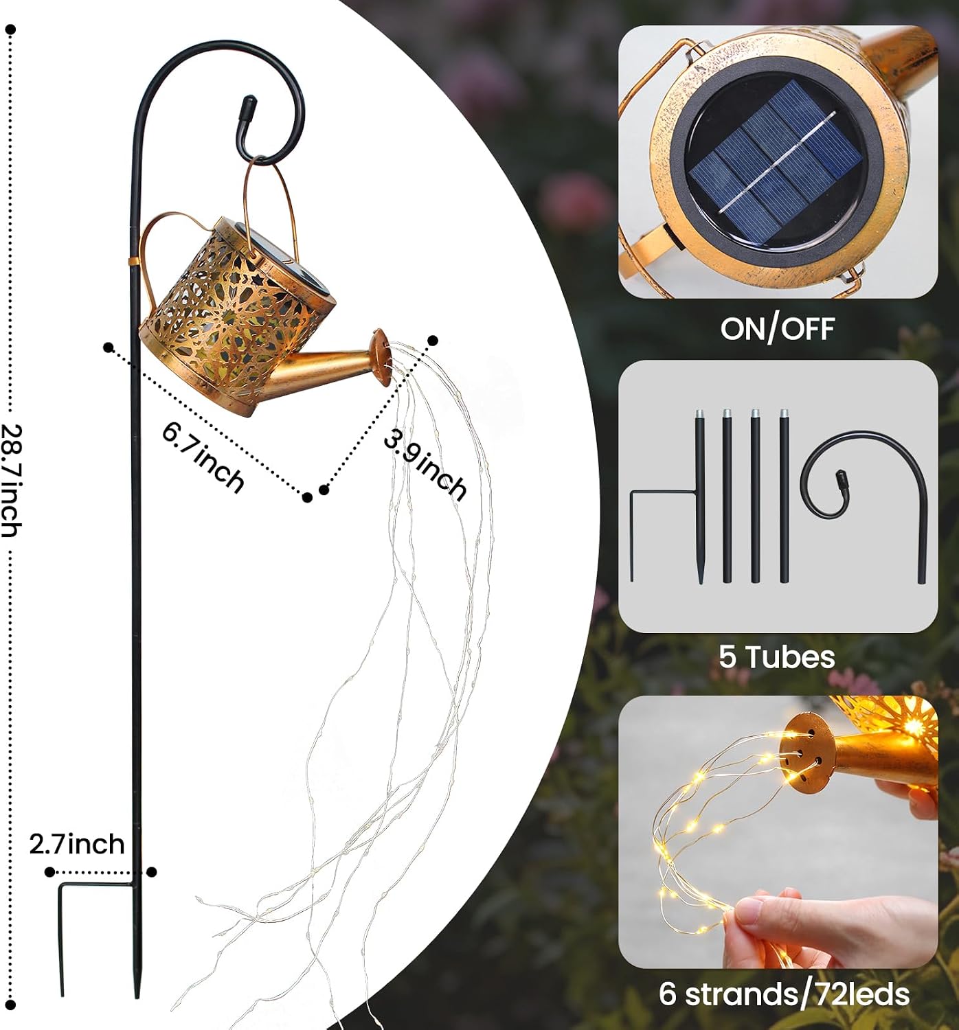 1 Pack Solar Watering Can Lantern, Hanging Light Outdoor Waterproof, Hanging Lantern Decorative, Garden Decoration Gift for Women Mom