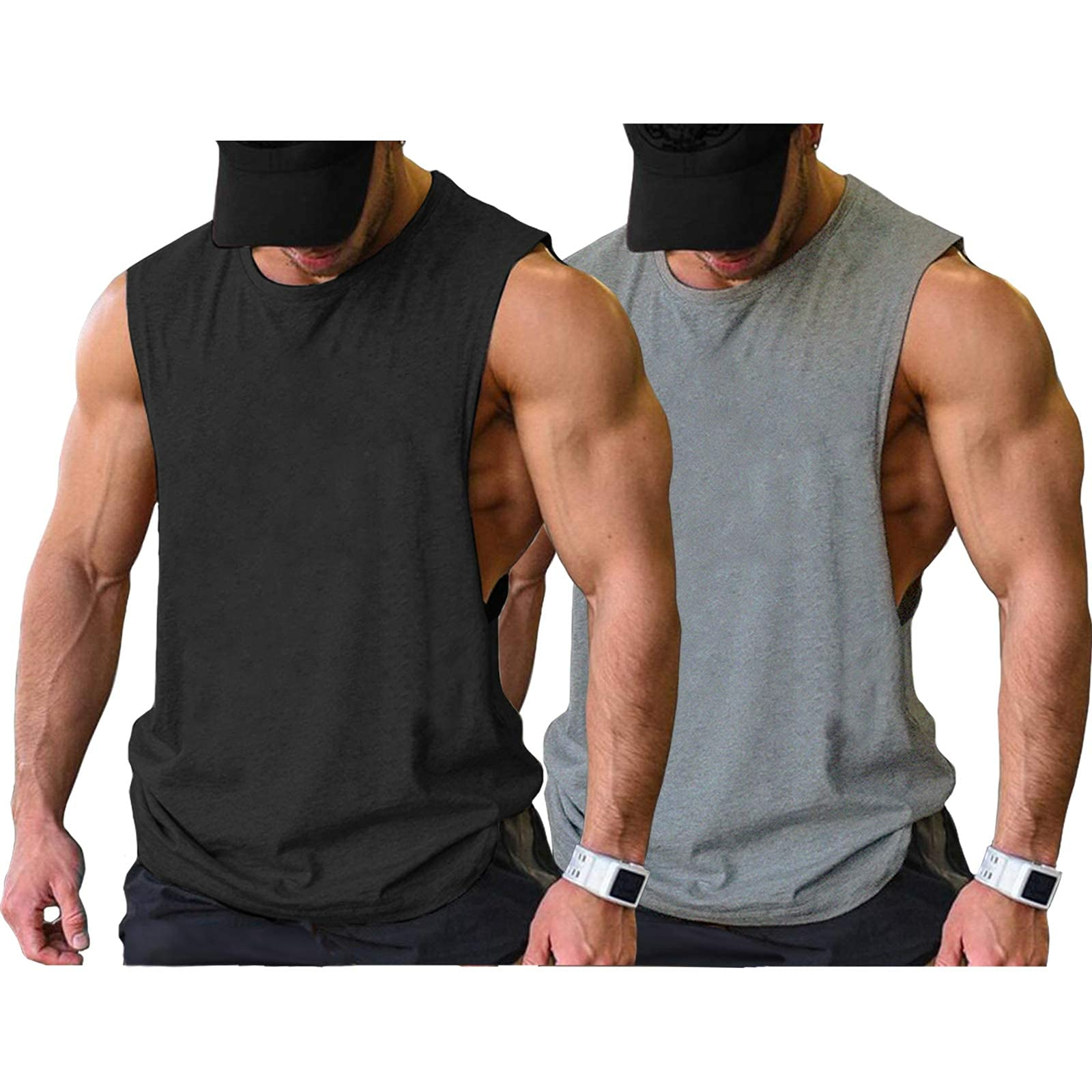 COOFANDY Men Workout Tank Top 2 Pack Gym Bodybuilding Sleeveless T Shirts