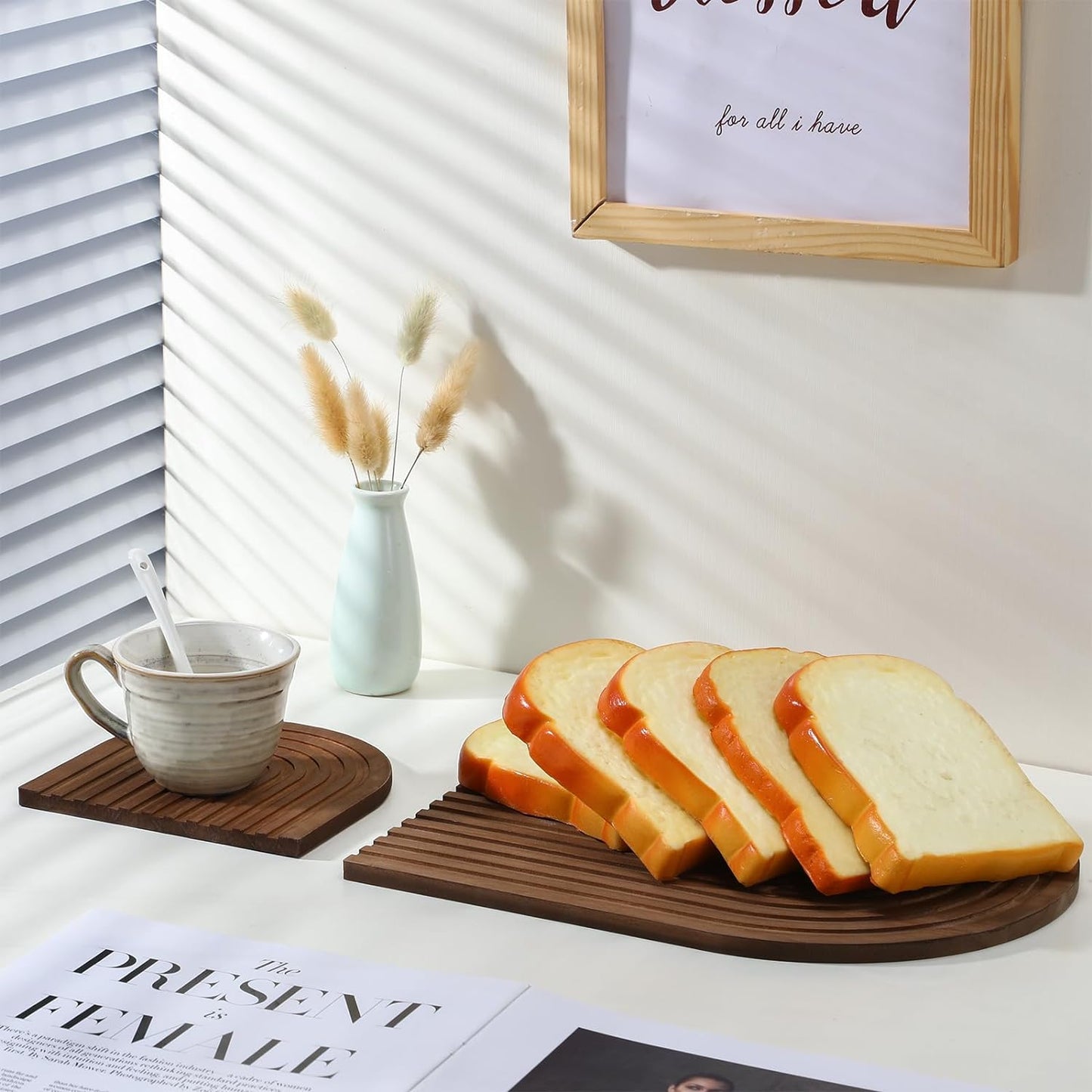 Chunful 2 Pcs Cutting Board Boho Kitchen Decor, Brown, Pine