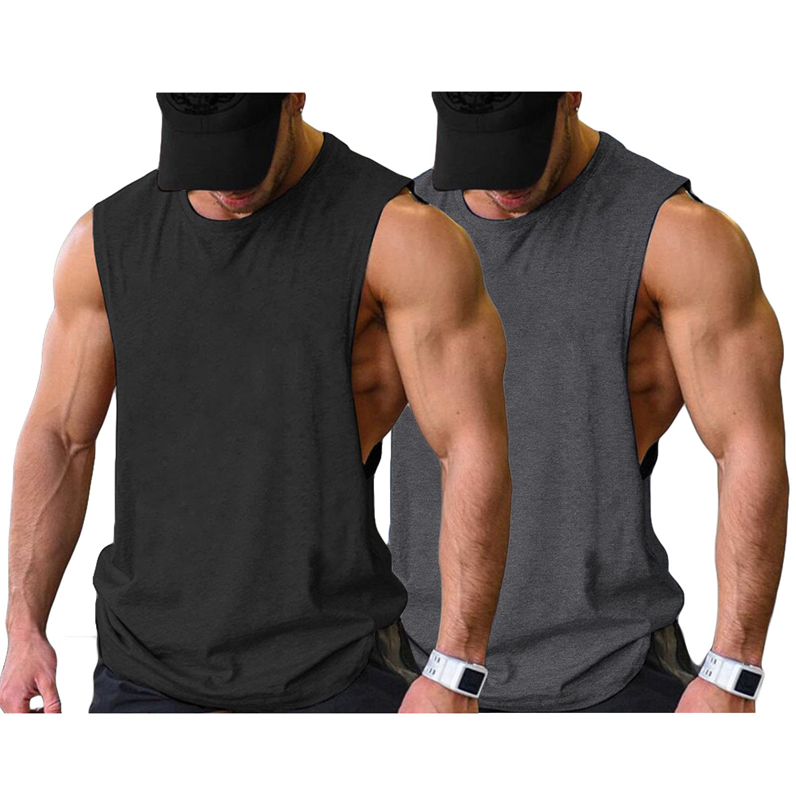 COOFANDY Men Workout Tank Top 2 Pack Gym Bodybuilding Sleeveless T Shirts