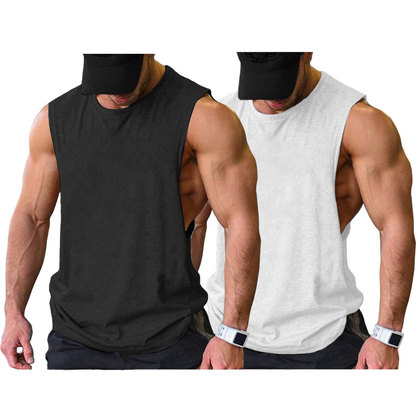 COOFANDY Men Workout Tank Top 2 Pack Gym Bodybuilding Sleeveless T Shirts