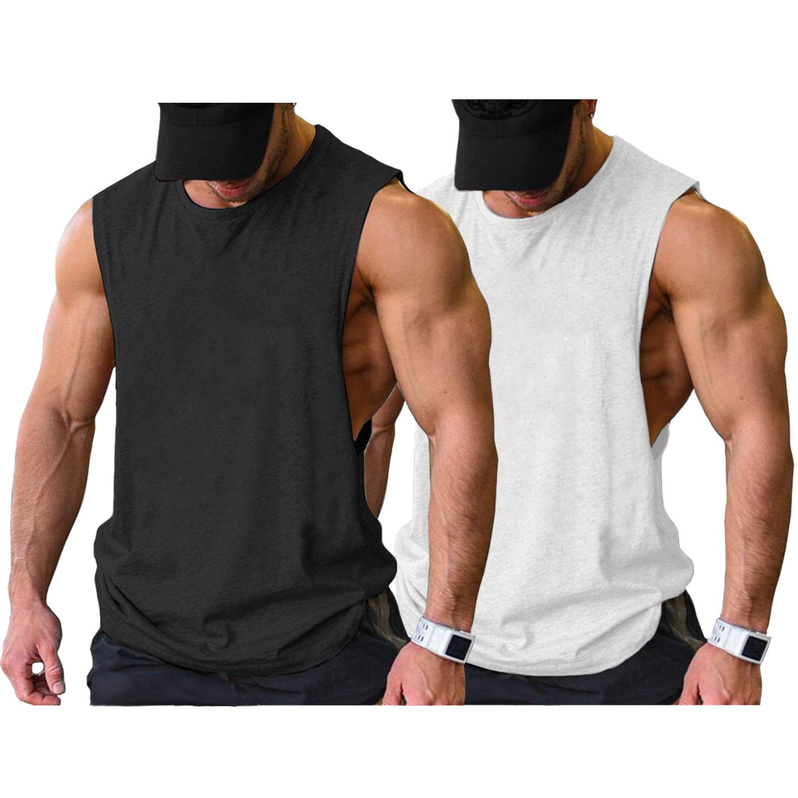 COOFANDY Men Workout Tank Top 2 Pack Gym Bodybuilding Sleeveless T Shirts