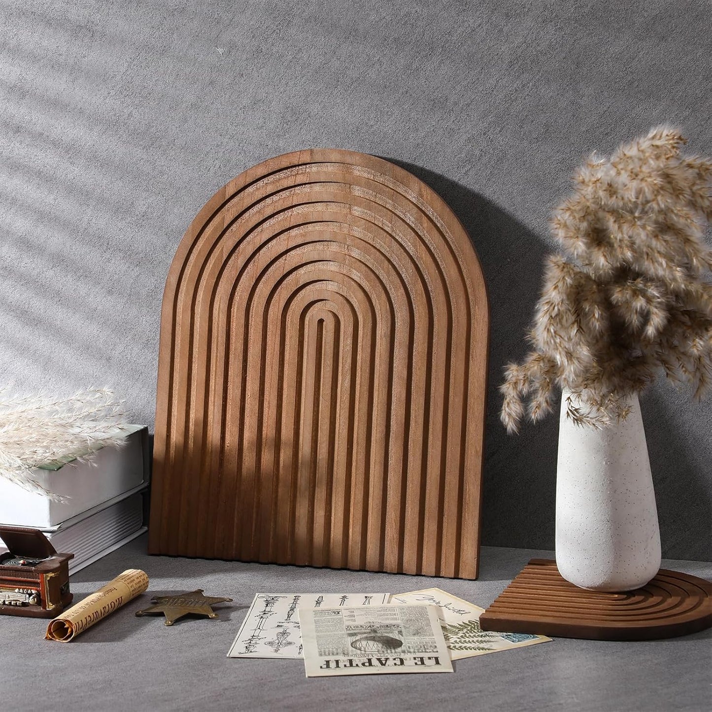 Chunful 2 Pcs Cutting Board Boho Kitchen Decor, Brown, Pine