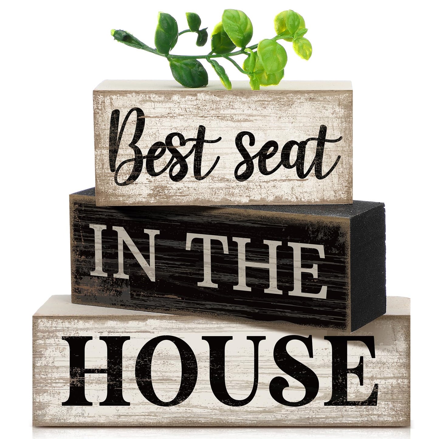 Moucuny 4 Pcs Farmhouse Kitchen Decor Wooden Plate Farmhouse Table Decor