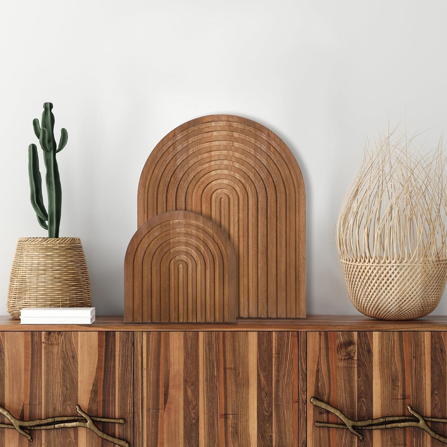 Chunful 2 Pcs Cutting Board Boho Kitchen Decor, Brown, Pine